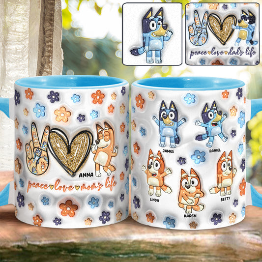 Peace Love Mom's Life Cool Blue Dog - Personalized Mother Accent Mug