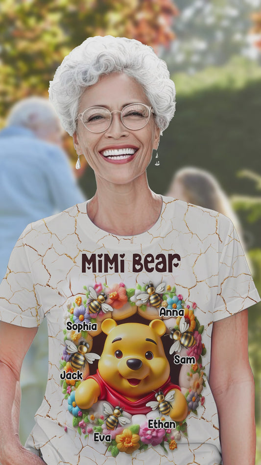 Mama Bear With Bees - Personalized Mother All Over Shirt