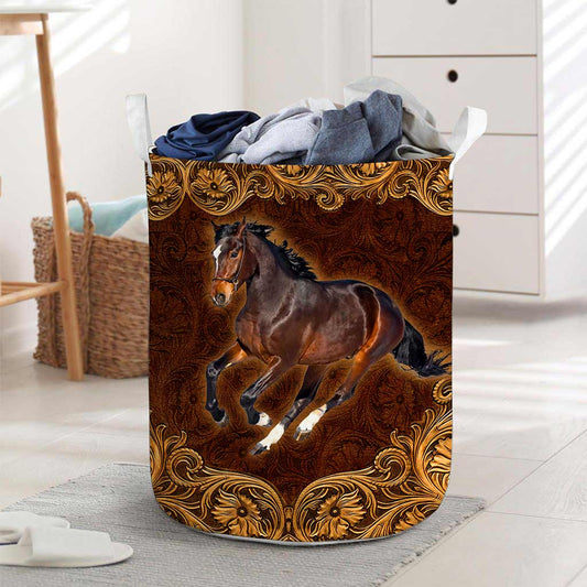 Horse Leather Pattern Print Horse Laundry Basket 0622