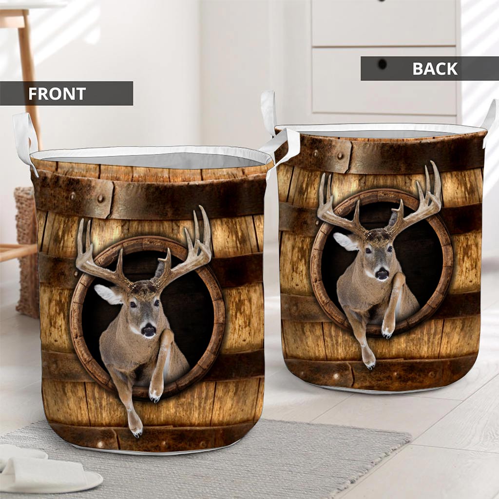 Love Hunting Wood Pattern Print Hunting Laundry Basket 0622