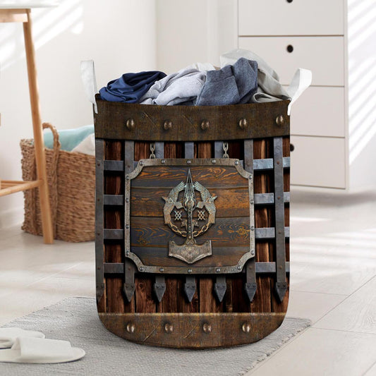 Hammer Metal Pattern Print Viking Laundry Basket 0622