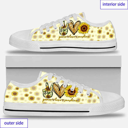 Peace Love Sunshine Sunflower Low Top Shoes 0622