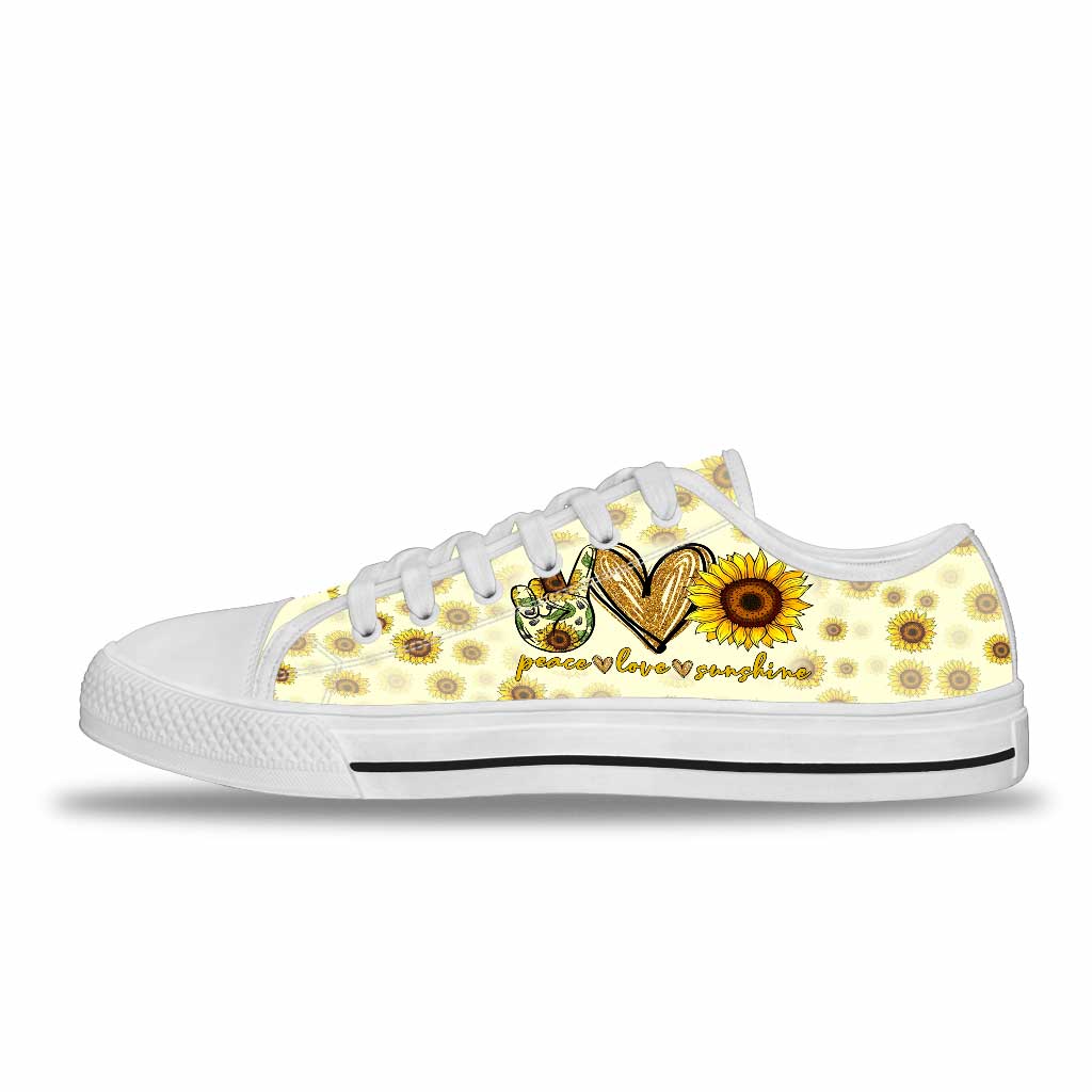 Peace Love Sunshine Sunflower Low Top Shoes 0622