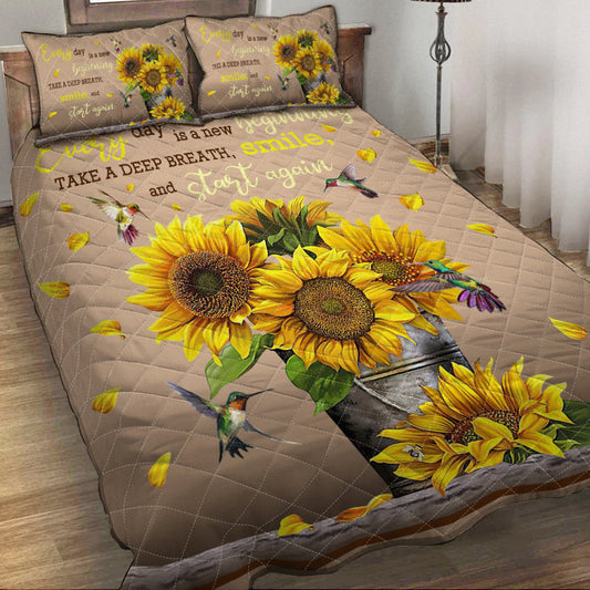 Every Day Is A New Beginning Sunflower Quilt Set 0622