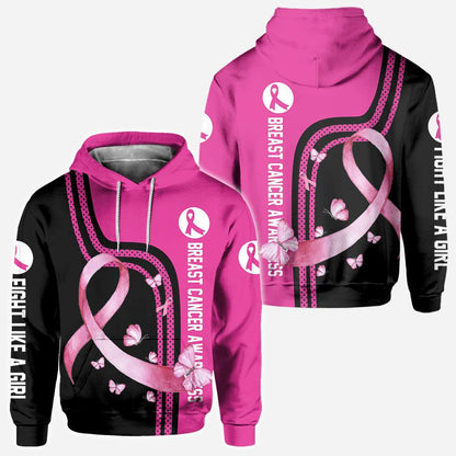 Fight Like A Girl - Breast Cancer Awareness All Over T-shirt and Hoodie 0822