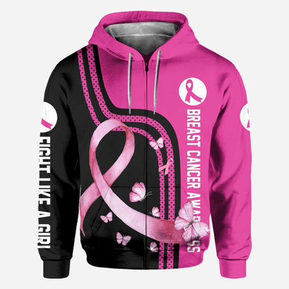 Fight Like A Girl - Breast Cancer Awareness All Over T-shirt and Hoodie 0822