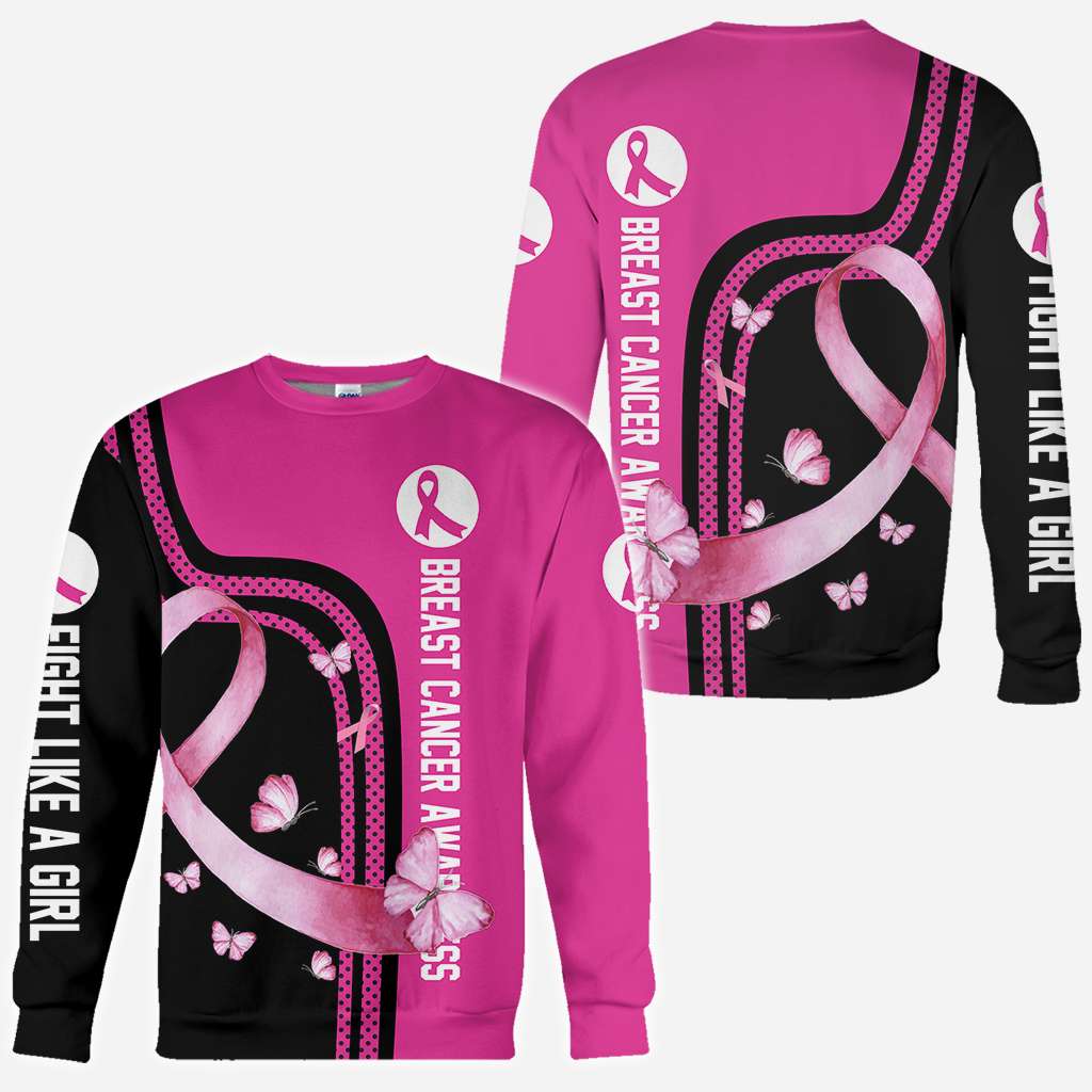 Fight Like A Girl - Breast Cancer Awareness All Over T-shirt and Hoodie 0822