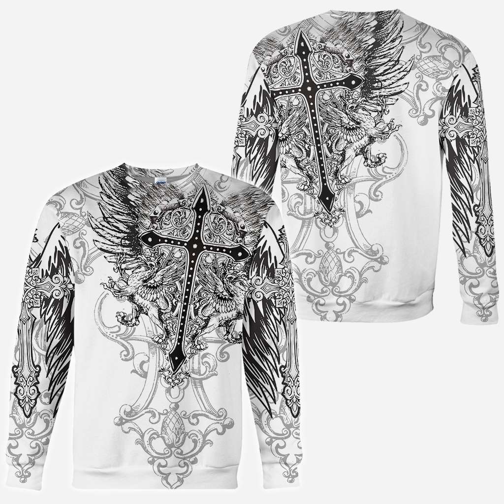 Jesus Cross Tattoo All Over Printed Shirts For Men and Women - Christian All Over T-shirt and Hoodie 0921