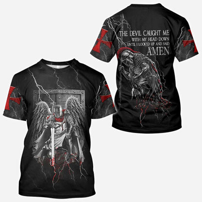 Knight Templar With Wings Said Amen Jesus - Christian All Over T-shirt and Hoodie 0921