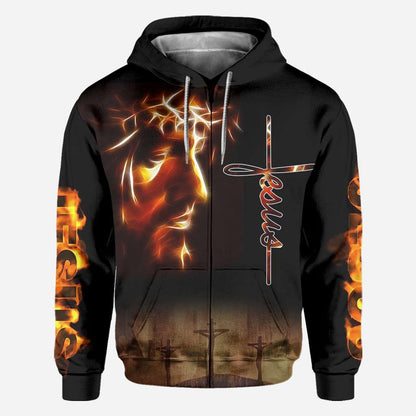 Jesus With Fire Jesus - Christian All Over T-shirt and Hoodie 0921