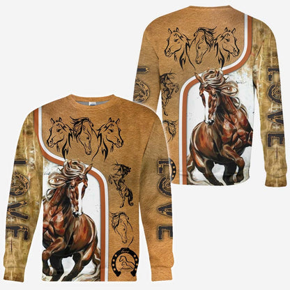 Love Strong Brown Horse All Over T-shirt and Hoodie 0921