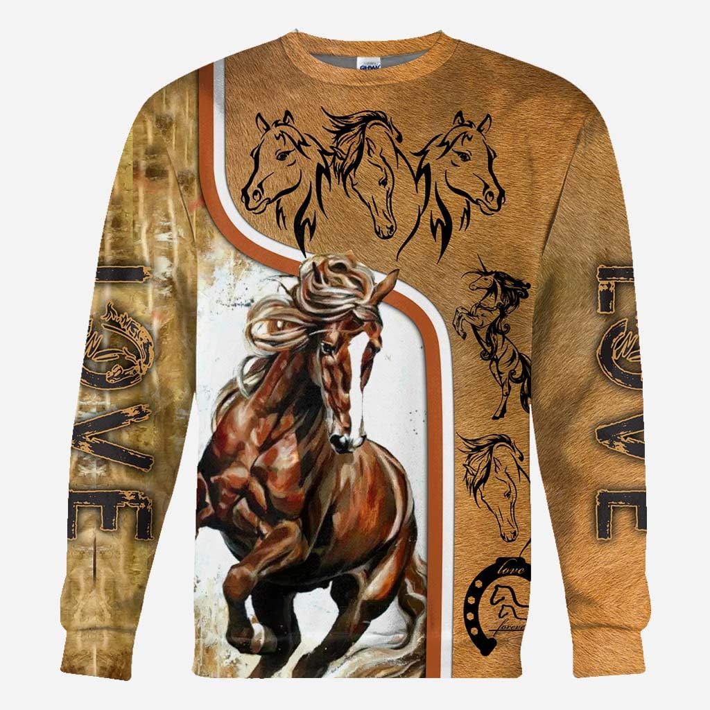 Love Strong Brown Horse All Over T-shirt and Hoodie 0921