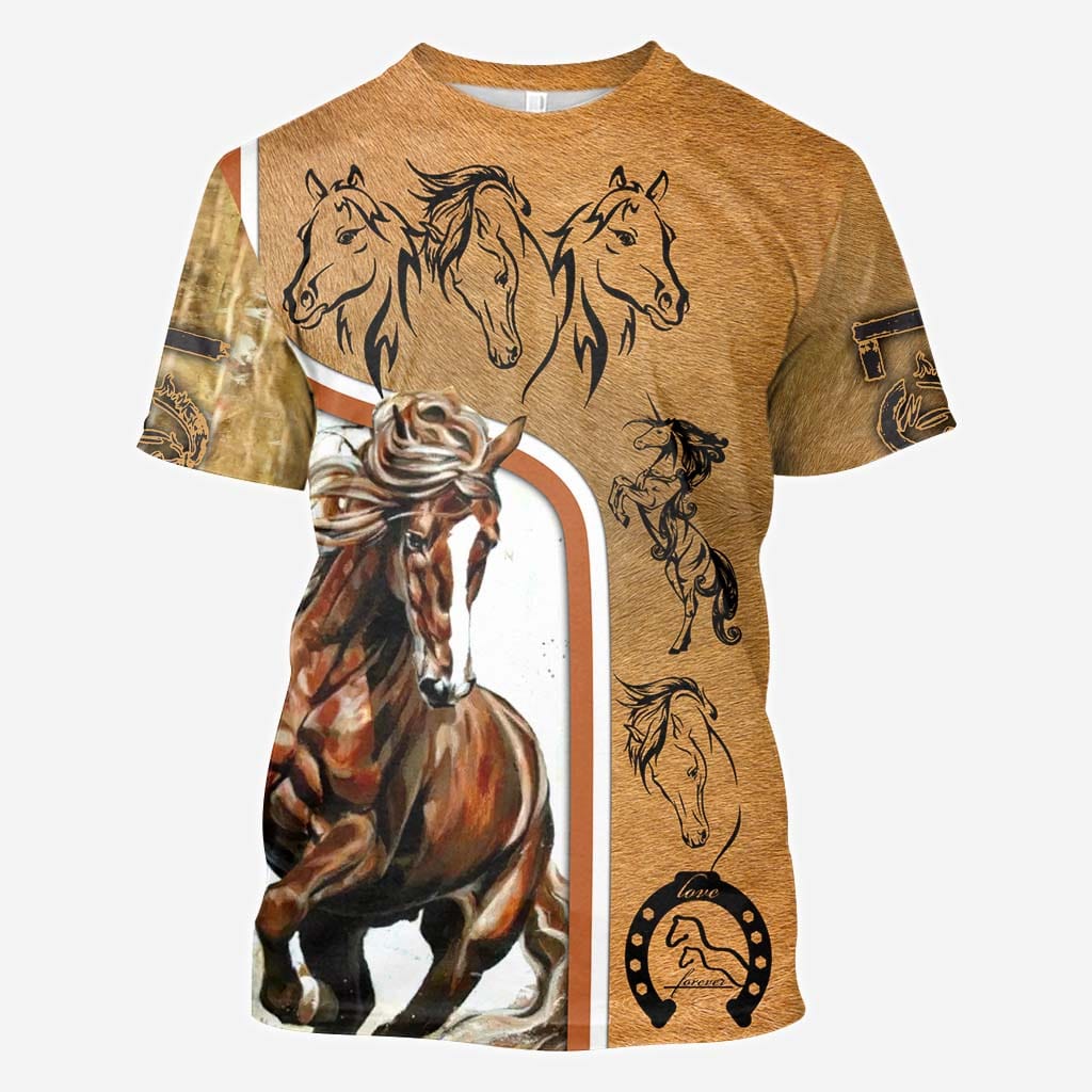 Love Strong Brown Horse All Over T-shirt and Hoodie 0921