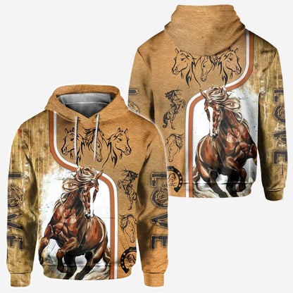 Love Strong Brown Horse All Over T-shirt and Hoodie 0921