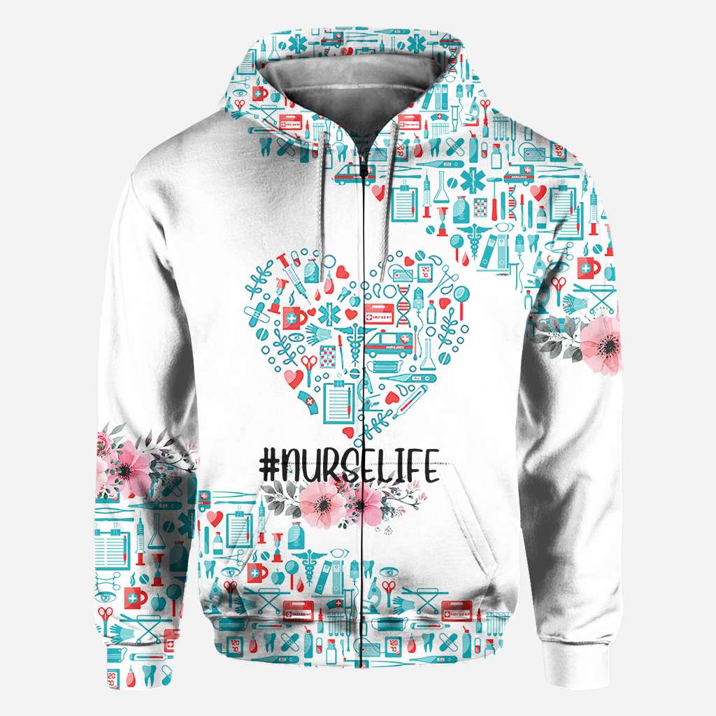 Nurse Nurse Life Teal Heart Pattern - Nurse All Over T-shirt and Hoodie 0921