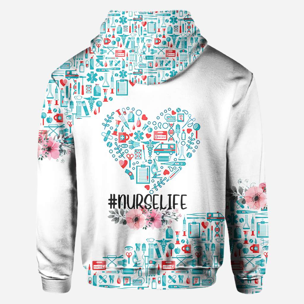 Nurse Nurse Life Teal Heart Pattern - Nurse All Over T-shirt and Hoodie 0921