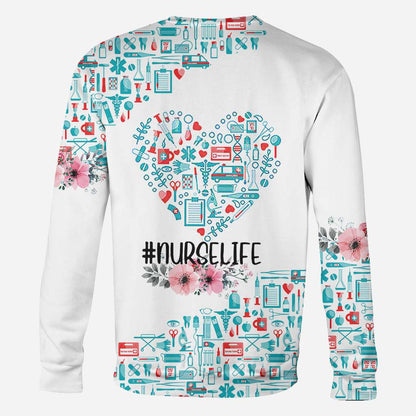 Nurse Nurse Life Teal Heart Pattern - Nurse All Over T-shirt and Hoodie 0921