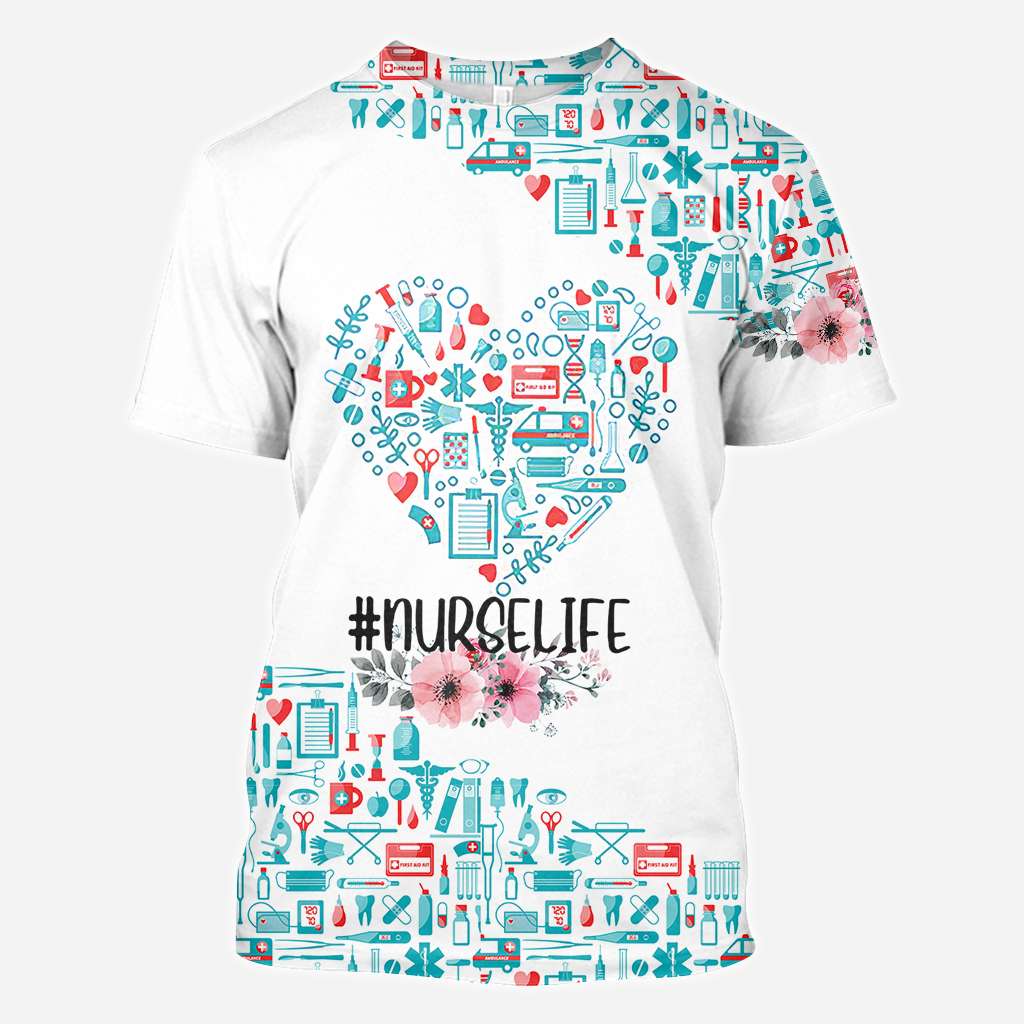 Nurse Nurse Life Teal Heart Pattern - Nurse All Over T-shirt and Hoodie 0921