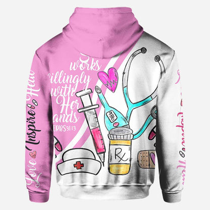 Nurse She Works Willingly With Her Hands - Nurse All Over T-shirt and Hoodie 0921