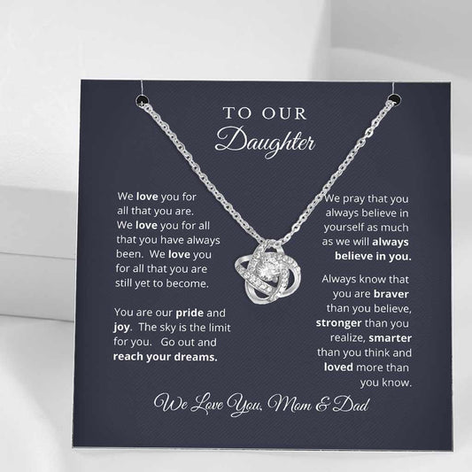 Gift For Daughter From Mom And Dad To Our Daughter - Daughter Love Knot Necklace 0921