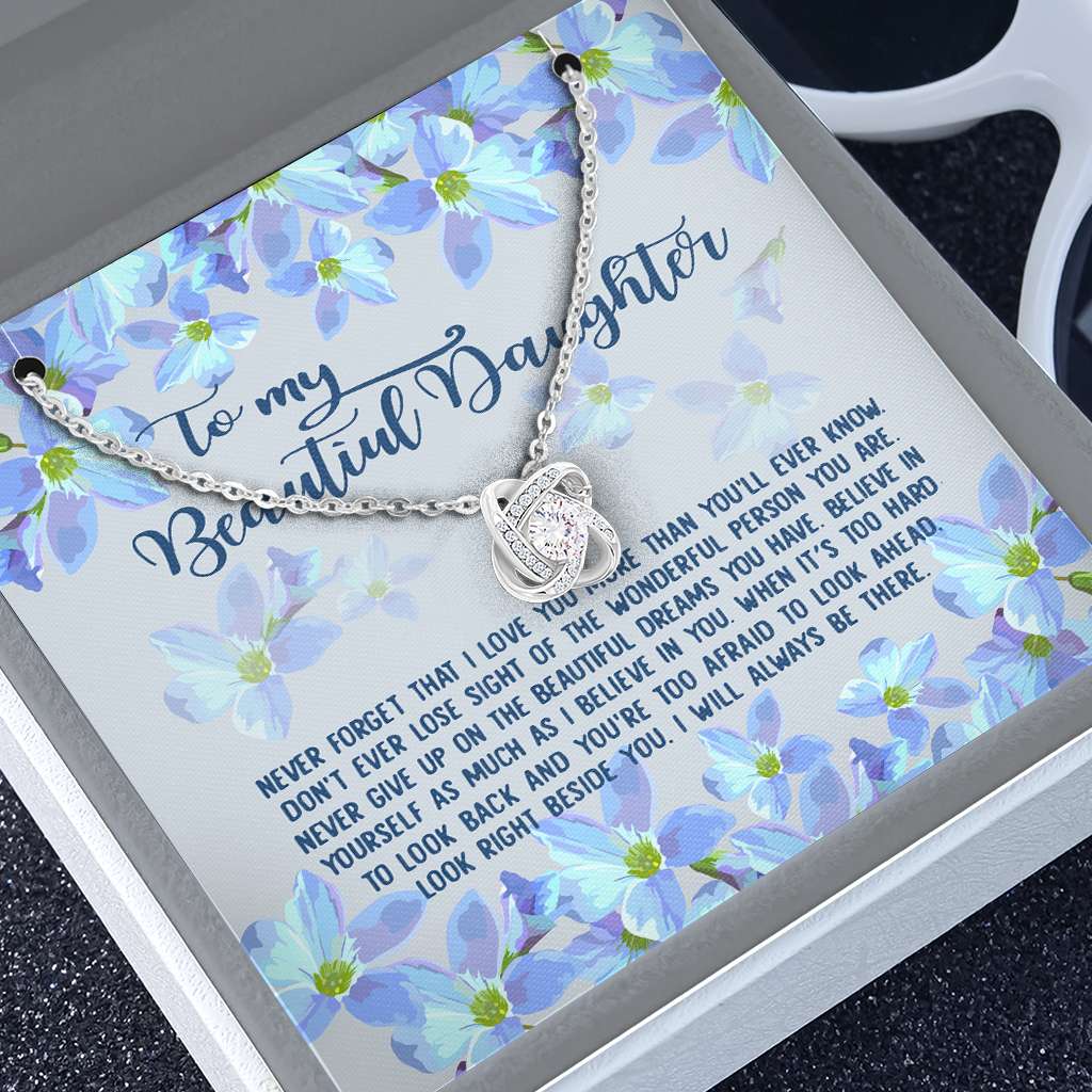 To My Daughter Last Breath Gift From Dad Mom - Daughter Love Knot Necklace 0921