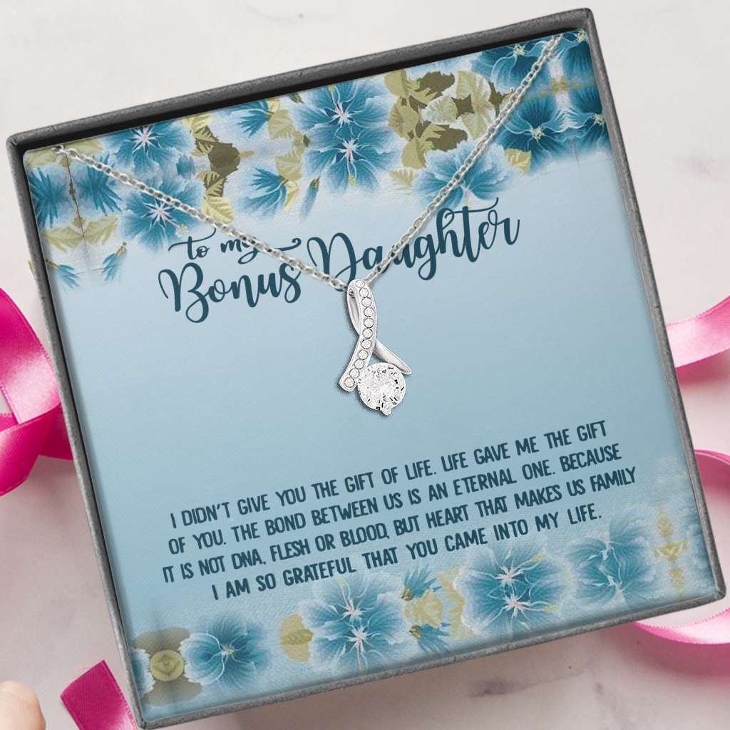 Bonus To My Bonus Daughter Gift Unbiological Daughter Daughter In Law - Daughter Petite Ribbon Necklace 0921