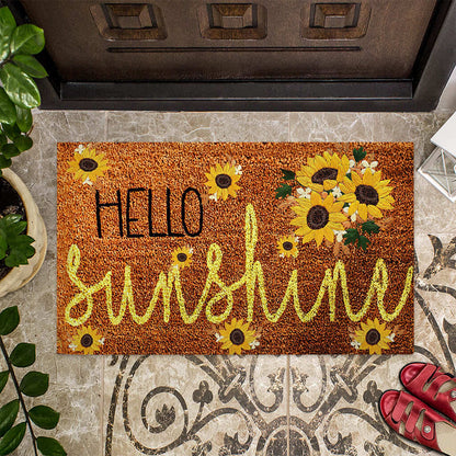 Hello Sunshine - Sunflower Coir Pattern Print Doormat