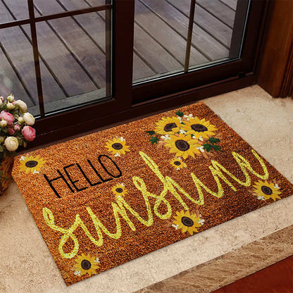 Hello Sunshine - Sunflower Coir Pattern Print Doormat