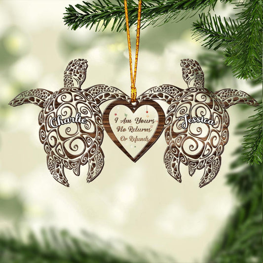 I'm Yours - Personalized Christmas Turtle Transparent Ornament