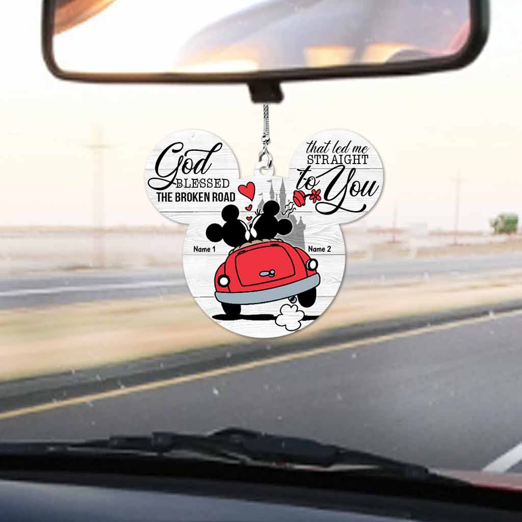 God Blessed The Broken Road That - Personalized Couple Mouse Car Ornament (Printed On Both Sides)