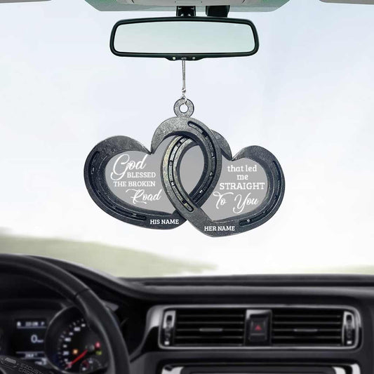 God Blessed The Broken Road - Personalized Couple Horse Transparent Car Ornament With 3D Pattern Print