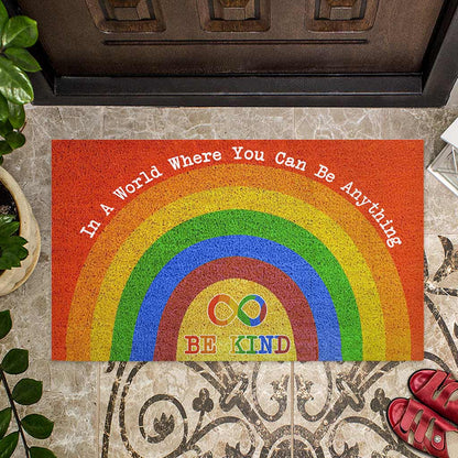 In A World Where You Can Be Anything Be Kind - Autism Acceptance Doormat