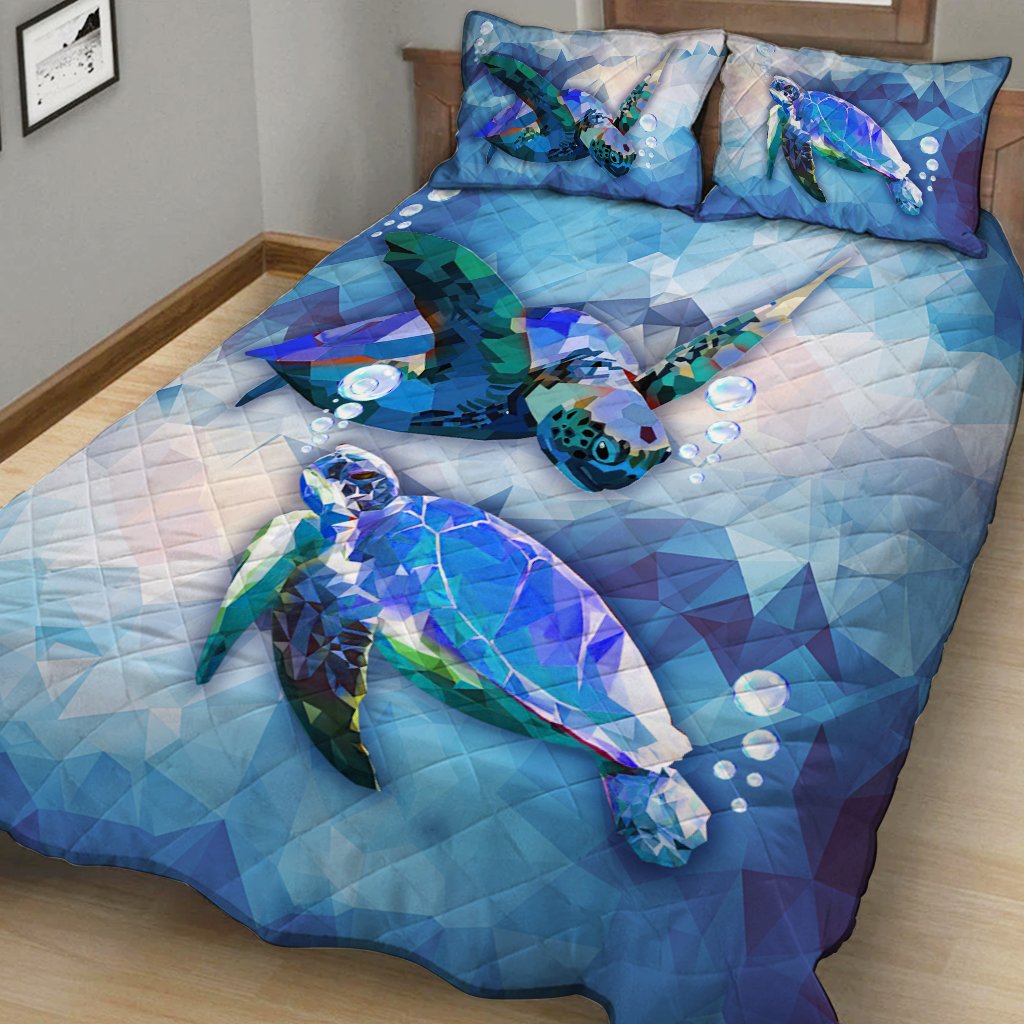 Salty Lil' Beach - Turtle Quilt Bed Set