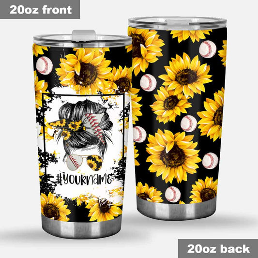 Baseball Mom Sunflower - Baseball Personalized Tumbler