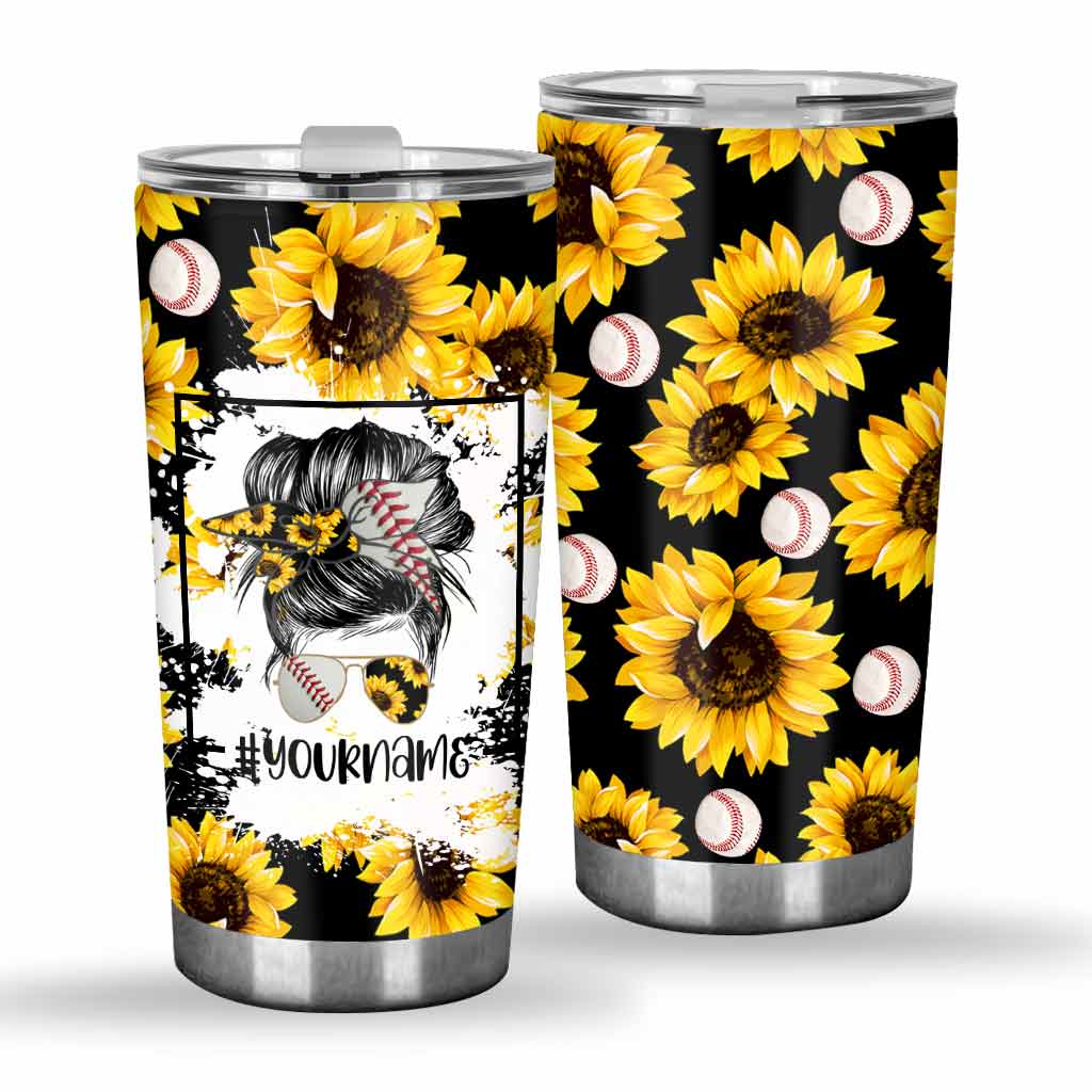 Baseball Mom Sunflower - Baseball Personalized Tumbler