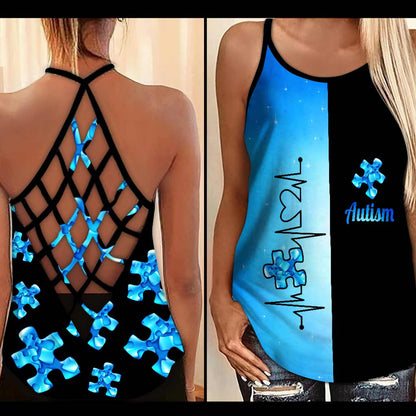 Autism Mom - Autism Awareness Cross Tank Top