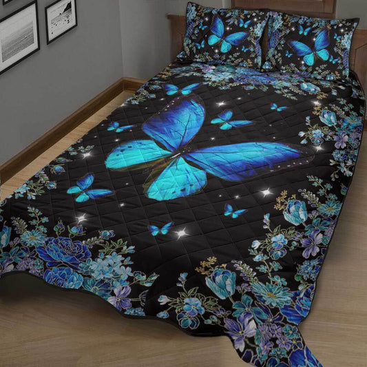 Magic Blue - Butterfly Quilt Bed Set