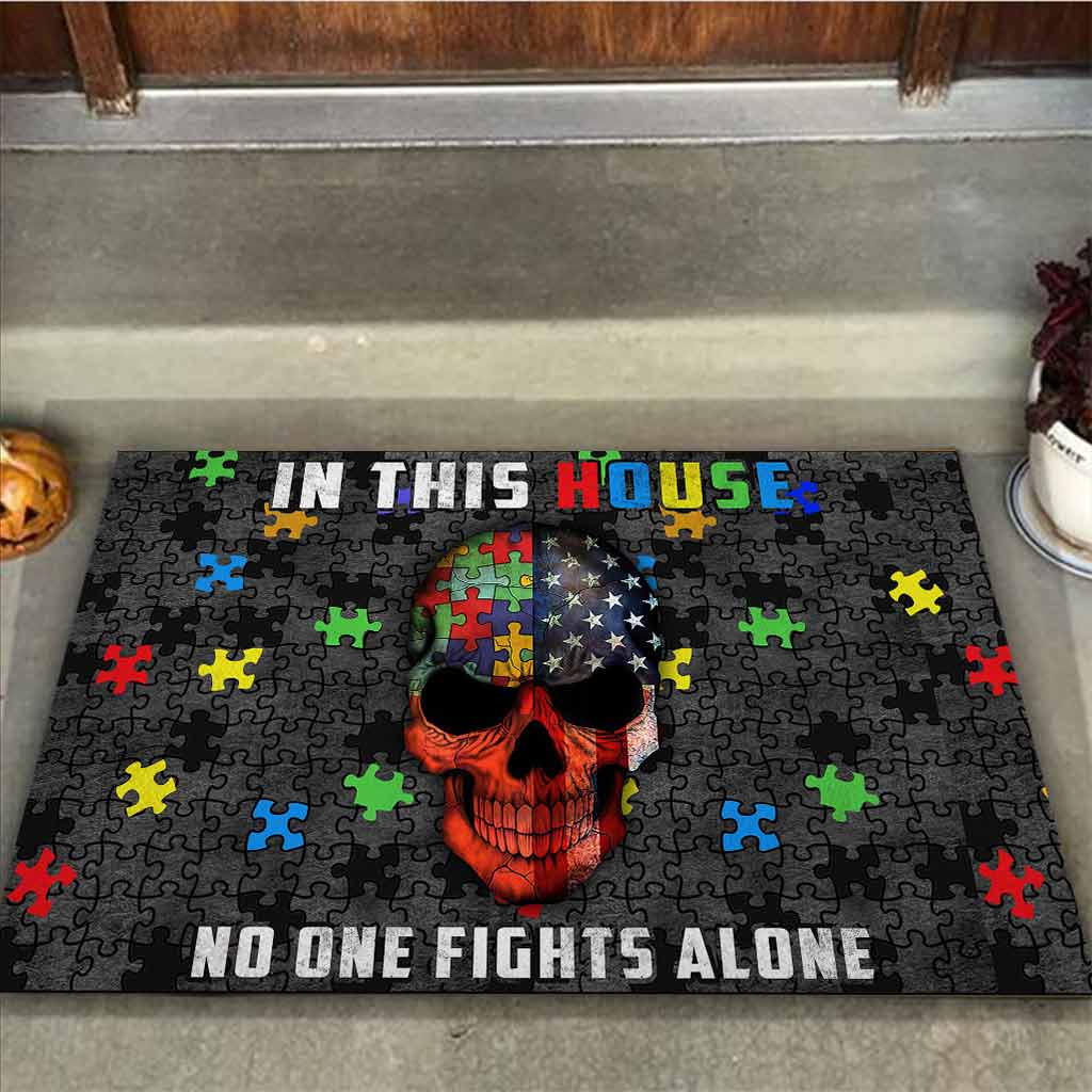 In This House No One Fights Alone - Autism Awareness Doormat