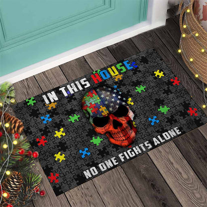 In This House No One Fights Alone - Autism Awareness Doormat