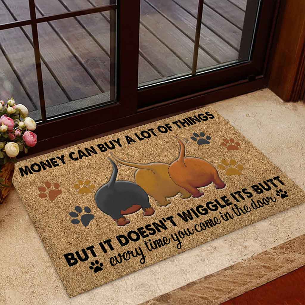 Money Can Buy A Lot Of Things - Dachshund Coir Pattern Print Doormat