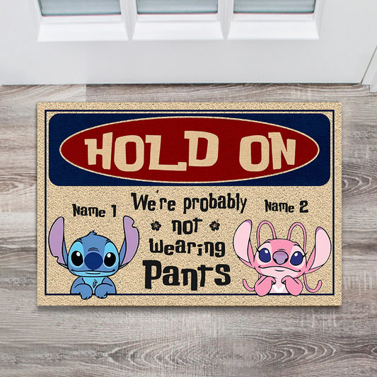 Hold On - Personalized Couple Ohana Doormat