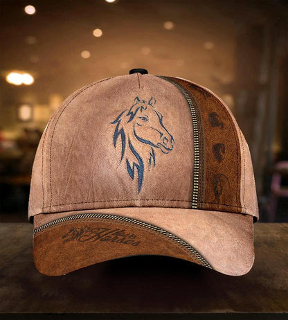 Love Horses Leather Pattern Print Cap