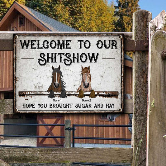 Welcome To Our Shitshow - Personalized Horse Rectangle Metal Sign