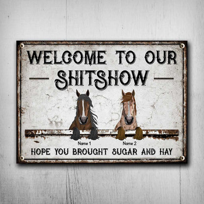 Welcome To Our Shitshow - Personalized Horse Rectangle Metal Sign