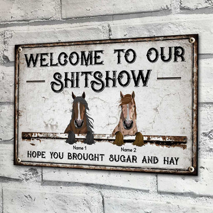 Welcome To Our Shitshow - Personalized Horse Rectangle Metal Sign