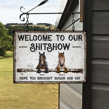 Welcome To Our Shitshow - Personalized Horse Rectangle Metal Sign