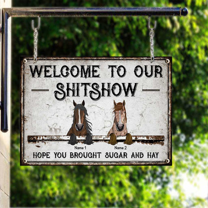 Welcome To Our Shitshow - Personalized Horse Rectangle Metal Sign