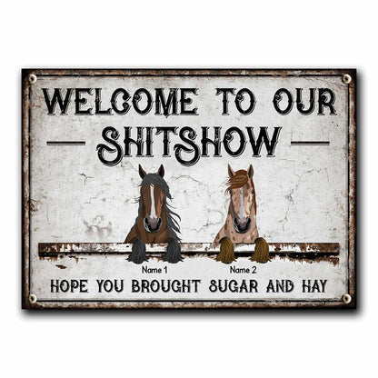 Welcome To Our Shitshow - Personalized Horse Rectangle Metal Sign