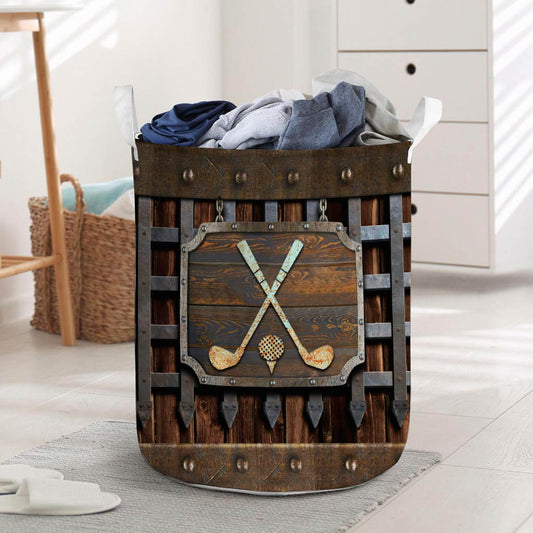 Golf Metal Pattern Print Laundry Basket