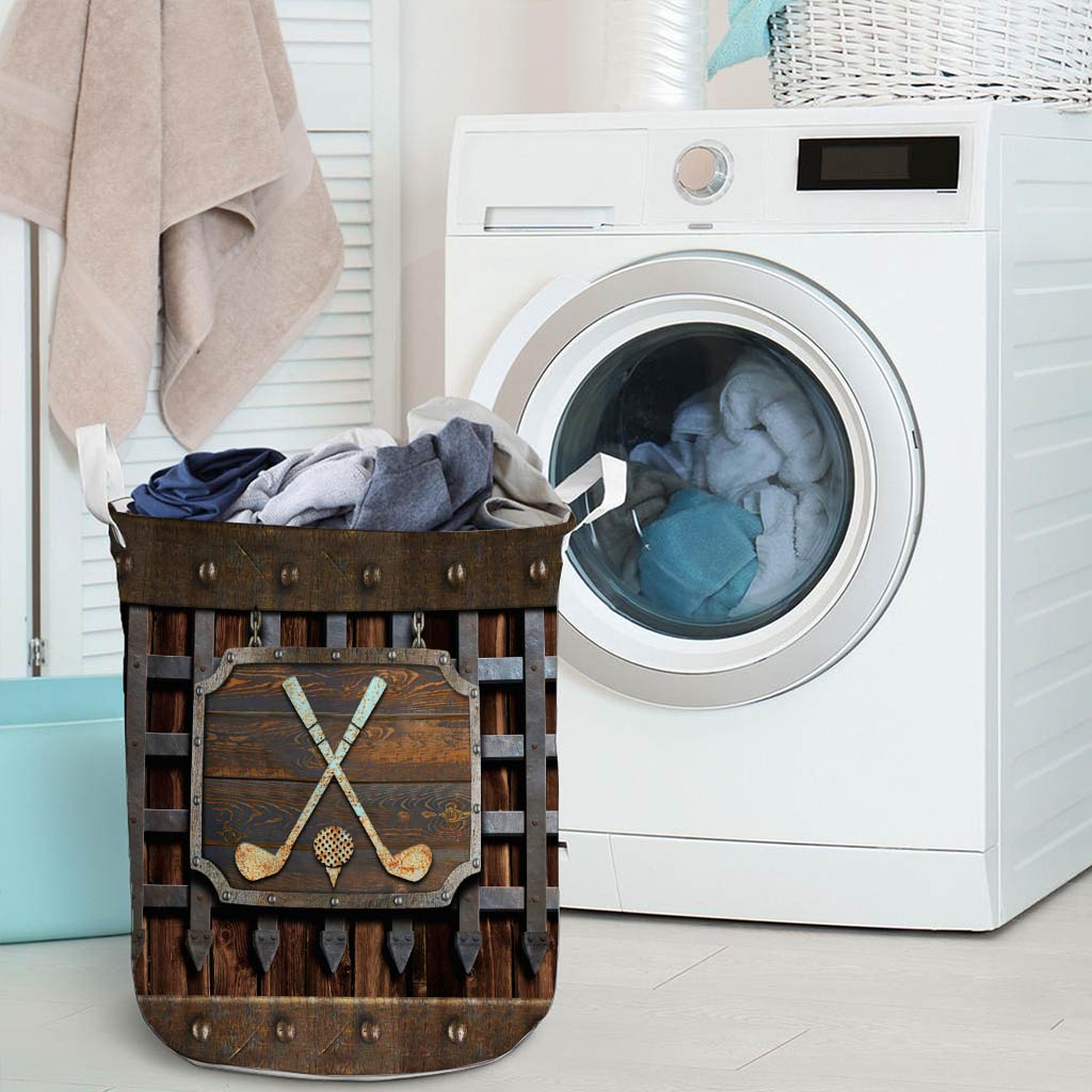 Golf Metal Pattern Print Laundry Basket